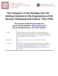 Air-Defense Systems in the Organization of US Nuclear Command and Control, 1940–1960