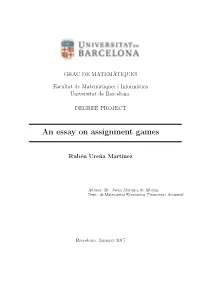 An Essay on Assignment Games