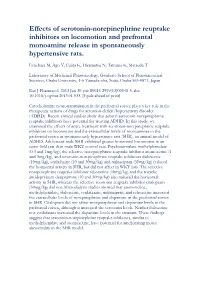 Effects of Serotonin-Norepinephrine Reuptake Inhibitors on Locomotion and Prefrontal Monoamine Release in Spontaneously Hypertensive Rats