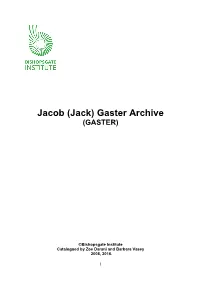 Jacob (Jack) Gaster Archive (GASTER)
