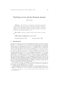 Partitions of Sets and the Riemann Integral