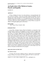 An Exploration of the Myths in Gorgias, Phaedo and Republic