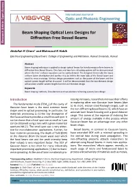 Beam Shaping Optical Lens Designs for Diffraction-Free Bessel Beams