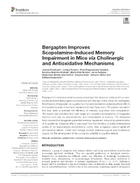 Bergapten Improves Scopolamine-Induced Memory Impairment in Mice Via Cholinergic and Antioxidative Mechanisms