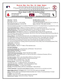 Day of Game Information Sheet