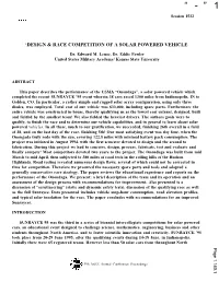 Design & Race Competition of a Solar Powered Vehicle