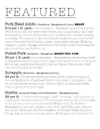 Menu for Week