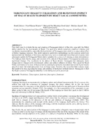 Terengganu Dialect Utilization and Retention Inspect of Malay Dialects Spoken by Besut Local Communities