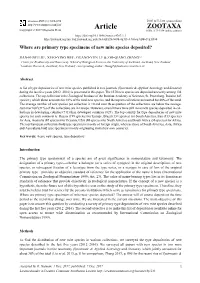 Where Are Primary Type Specimens of New Mite Species Deposited?