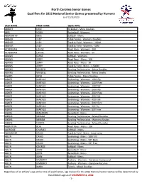 2022 NC National Qualifiers with Events As Of