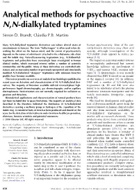 Analytical Methods for Psychoactive N,N-Dialkylated Tryptamines