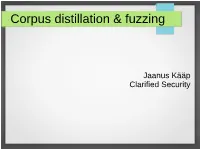 Corpus Distillation & Fuzzing