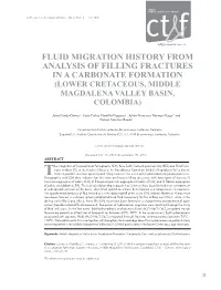 Fluid Migration History from Analysis of Filling Fractures in a Carbonate Formation (Lower Cretaceous, Middle Magdalena Valley Basin, Colombia)