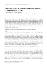 Marketing Products from Local Livestock Breeds: an Analysis of Eight Cases