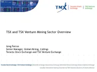 TSX and TSX Venture Mining Sector Overview