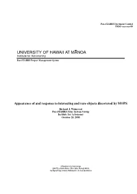 UNIVERSITY of HAWAII at MANOA Institute for Astrononmy Pan-STARRS Project Management System