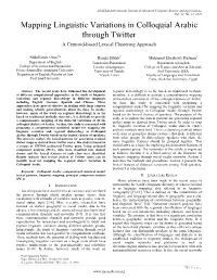 Mapping Linguistic Variations in Colloquial Arabic Through Twitter a Centroid-Based Lexical Clustering Approach