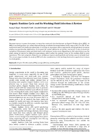 Organic Rankine Cycle and Its Working Fluid Selection-A Review