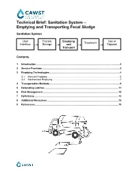 Sanitation System – Emptying and Transporting Fecal Sludge Technical Brief