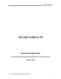 The [Hid] Toolkit for Pd Hans-Christoph Steiner