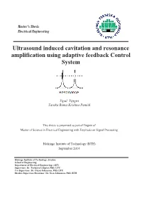 Ultrasound Induced Cavitation and Resonance Amplification Using Adaptive Feedback Control System
