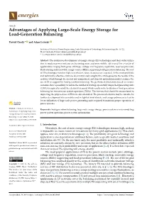 Advantages of Applying Large-Scale Energy Storage for Load-Generation Balancing