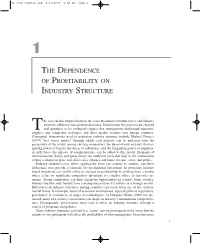 Chapter 1. the Dependence of Profitability on Industry Structure
