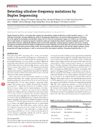 Detecting Ultralow-Frequency Mutations by Duplex Sequencing