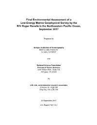 EA of Seismic Survey in the Northeastern Pacific