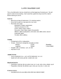 Latin I Mastery List