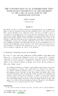 Peter Kolb's Description of the Khoikhoi at the Cape