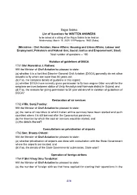 Rajya Sabha List of Questions for WRITTEN ANSWERS to Be Asked at a Sitting of the Rajya Sabha to Be Held on Wednesday, March 10, 2021/ 19 Phalguna, 1942 (Saka)