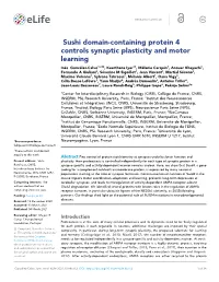 Sushi Domain-Containing Protein 4 Controls Synaptic Plasticity And