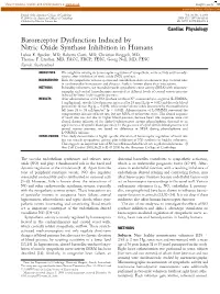 Baroreceptor Dysfunction Induced by Nitric Oxide Synthase Inhibition in Humans Lukas E