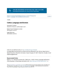 Culture, Language and Emotion