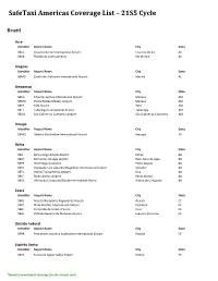 Safetaxi Americas Coverage List – 21S5 Cycle