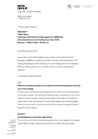Statement by Oliver Zipse, Chairman of the Board Of