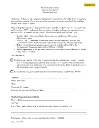 Accidental Vaccinia Virus Exposure: Information Sheet for Laboratory Workers