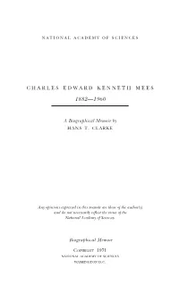 CHARLES EDWARD KENNETH MEES May 26,1882-August 15,1960