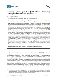 Gaining Legitimacy in Post-Qaddafi Libya: Analysing Attempts of The