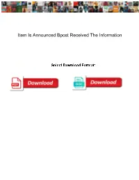 Item Is Announced Bpost Received the Information