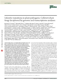 Lifestyle Transitions in Plant Pathogenic Colletotrichum Fungi Deciphered by Genome and Transcriptome Analyses