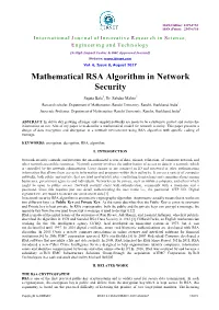 Mathematical RSA Algorithm in Network Security