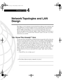 Network Topologies and LAN Design