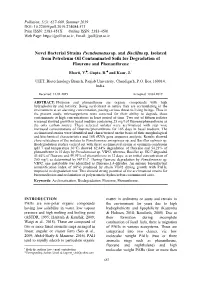 Novel Bacterial Strains Pseudomonas Sp. and Bacillus Sp. Isolated from Petroleum Oil Contaminated Soils for Degradation of Flourene and Phenanthrene