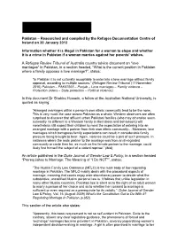 Pakistan – Researched and Compiled by the Refugee Documentation Centre of Ireland on 20 January 2012