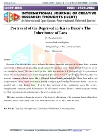 Portrayal of the Deprived in Kiran Desai's the Inheritance of Loss