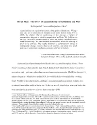 The Effect of Assassinations on Institutions and War