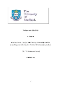 The University of Sheffield. C.A.Kelsall a Critical Discourse