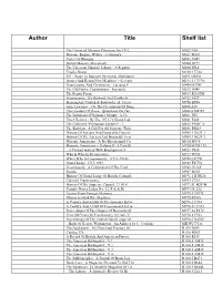 Author Title Shelf List